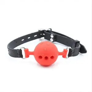 Novelty SM sex toys leather bondage restraint ball gag for adult men women BDSM sex play