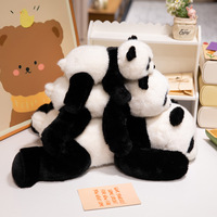 Peluche Panda Super Douce en Polyester Doré Rembourrée de Coton PP avec Doublure en Maille, Jouet Souvenir pour Enfants