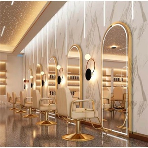 <span class=keywords><strong>Miroir</strong></span> de salon <span class=keywords><strong>LED</strong></span> en forme d'arche <span class=keywords><strong>avec</strong></span> cadre doré de luxe, <span class=keywords><strong>miroir</strong></span> mural pleine longueur pour salon de coiffure, mobilier de salon de beauté - Product Image 1