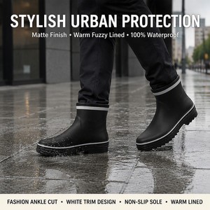 Stivali da Pioggia Corti in Gomma Personalizzati per <span class=keywords><strong>Uomo</strong></span>, Scarpe Impermeabili Comode alla Moda per Pesca, Attività all'Aperto e Uso Quotidiano - Product Image 5
