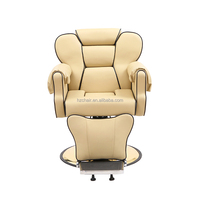 Chaise de barbier pliable jaune classique pour salon de coiffure, avec repose-pieds réglable