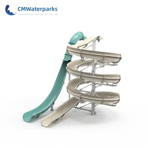 3つのスパイラルスライドとストレートスライドのCmwaterparksウォータースライドの組み合わせ