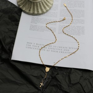 Carline in acciaio inossidabile <span class=keywords><strong>con</strong></span> nappa glitterata collane lunghe <span class=keywords><strong>con</strong></span> la vergine maria <span class=keywords><strong>con</strong></span> ciondolo croce alla moda gioielli fede per le donne - Product Image 3