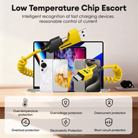 Câble compact 4 en 1 avec fonction de rétraction automatique, charge rapide 60W, chargeur multi-appareils, câble peu encombrant