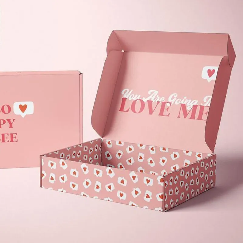 Enveloppes imprimées personnalisées en rose vif recyclées Boîte d'emballage imprimée Boîte en carte Emballage Boîtes d'expédition de marque privée