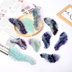 Sculptures en pierre précieuse naturelle de guérison en gros : Plume de fluorite arc-en-ciel pour cadeau - Product Image 1