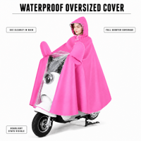 Housse de pluie imperméable surdimensionnée pour scooter avec visière transparente, fenêtre pour phare, poches pour rétroviseurs, imperméable pour motards