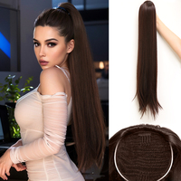 Vente en gros vente en vrac 28 pouces au crochet tressage cheveux perruque de queue de cheval synthétique dentelle vendeurs perruques pour les femmes noires