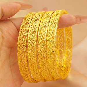 Оптовые модные браслеты <span class=keywords><strong>LYN</strong></span> BZ004 из медного сплава с позолотой 24K, имитирующей песочное золото, для женщин, невест, Дубай, Нигерия, с микроинкрустацией, Китай - Product Image 1