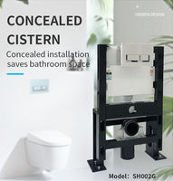 Ensembles de salle de bain modernes SH002G en plastique ABS avec cadre en acier inoxydable, chasse d'eau double, réservoir encastré