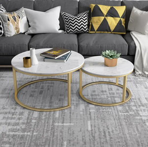 Ronde marmeren blad moderne Scandinavische draaibare uitklapbare eettafel voor de woonkamer, minimalistisch luxe design met aangepaste opties - Product Image 2