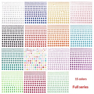 165 Pieces15-Color 3456mm Children's Stage Makeup Face Gem Stickers Rhinestone Diamond Crystal Multi-Size <strong>Circle</strong> - Product Image 3