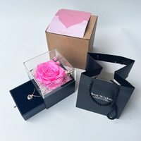 Meistverkaufte Konservierte Transparente Glückwunsch-Rose Anhänger-Halskette Geschenkbox Chinesisches Neujahr Vatertag Weihnachten Valentinstag