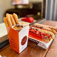 Boîte à cônes jetables pour frites, emballage alimentaire pour churros, cônes en papier kraft pour frites, cônes triangulaires pour glace, gaufres à bulles, crêpes avec support pour sauce