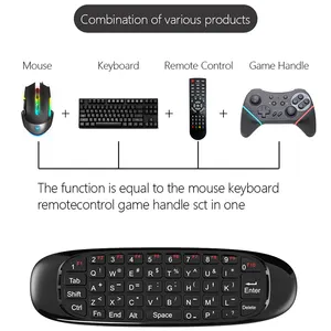 C120 Satu Tangan 2.4G Keyboard Gaming Tanpa Kabel, Mouse Udara Kendali Suara untuk TV Box Android