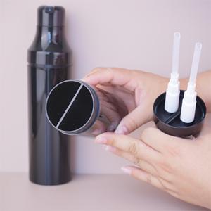 Flacon pompe double compartiment noir brillant 200 à 300 ml en plastique pour coloration capillaire et shampoing, idéal pour salon de coiffure - Product Image 4