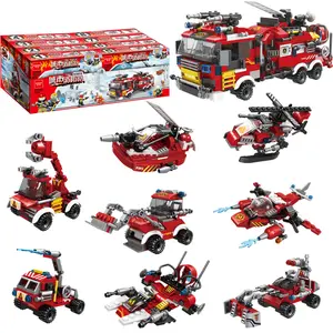 Wholesale Modern Novel Design Kids DIY Aircraft Fire Engine Toys Plastic Construction Fire Fighting Blocks & Model Building Toys