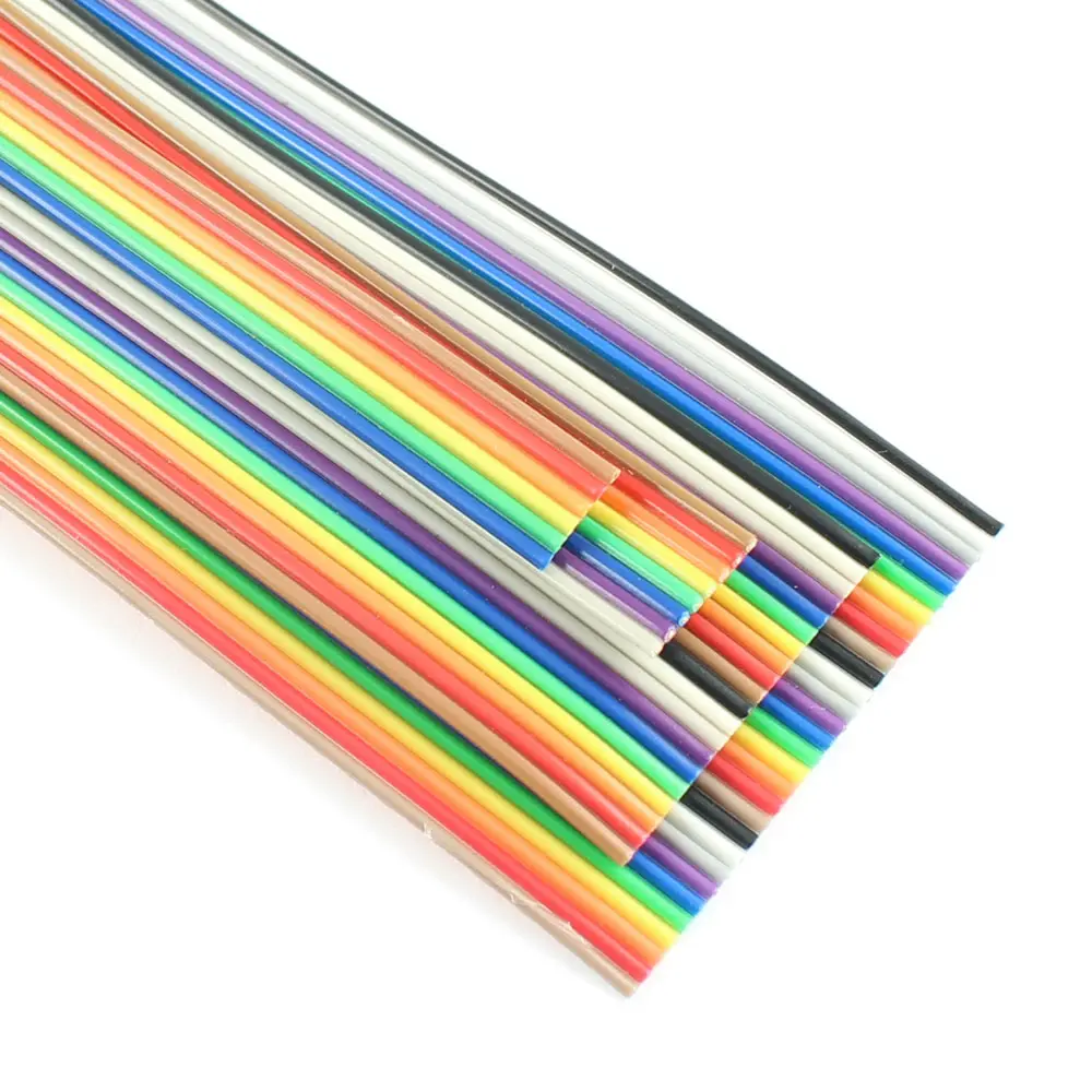 1.27mm Pitch 6/8/10/12/14/16/18/20/26/30/40 Pin Rainbow Flat Ribbon Cable DuPont Wire 28AWG For 2.54mm IDC Connector