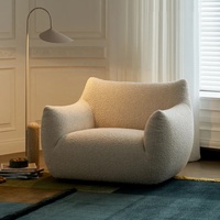 Zayshine Französischer Retro-Sessel aus weißem Sherpa-Samt, Relaxsessel für Wohnzimmer und Schlafzimmer, drehbarer Sessel, modulares Apartment- und Villa-Sofa
