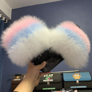 Real Fox Fur <b>for</b> Spring Summer Autumn Fluffy Furry Anti-Slip House <b>Shoes</b> Indoor Outdoor Flat Plush Fur Slides <b>for</b> <b>Women</b> - Product Image 3