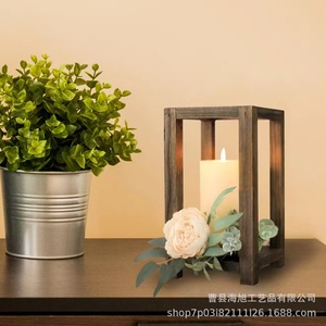 <b>Wooden</b> <b>Candlestick</b> Stand Square Solid Wood Home Decoration Wedding Lantern Holder - Product Image 2