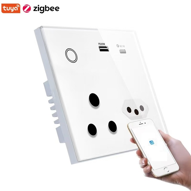 Smart WI-FI Wall Socket SA 3pin 16A Wireless Outlet Tuya Smart Life Wi-Fi Wall Plug with energy monitoring for Home automation