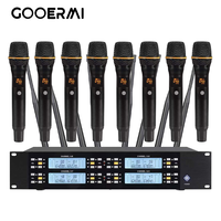 Sistema de Micrófono Inalámbrico UHF UGX-8H de 8 Canales con 8 Micrófonos de Mano, Set de Micrófonos Inalámbricos Profesionales para Actuaciones en Escenario