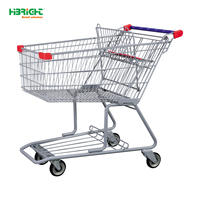 Chariot de courses en acier de style européen, chariot métallique pour supermarché, équipement commercial, service personnalisé