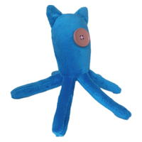 Pieuvre en peluche bleue à six pattes jouet de décoration intérieure avec bouton et sécurité des yeux en polyester animal en peluche de calmar mignon à coudre usine OEM