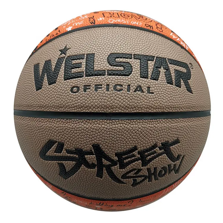 גודל רשמי 7 כדורסל כדורסל למינציה עם לוגו אימון כדורסל PU מותאם אישית שלפוחית בוטיל/שלפוחית גומי וולסטאר