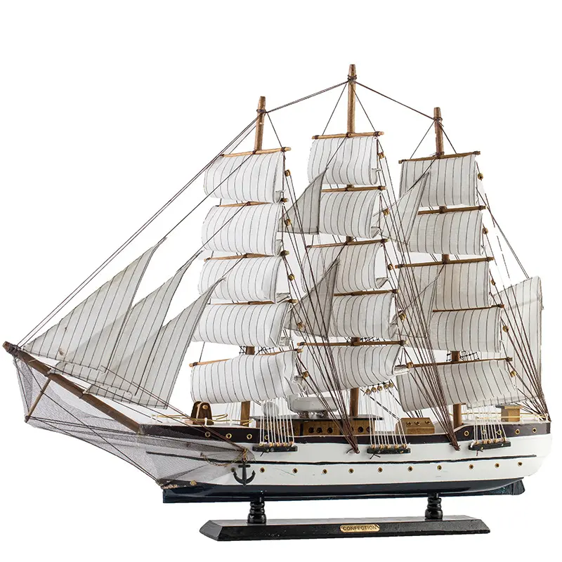 80cm Modell Schiff nautische Home Desk Dekor Holz skulptur Handwerk Holz Segelboot Segelboot Schiff Modell