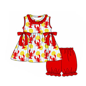 Tenues pour petites filles en deux pièces, style boutique décontracté, imprimé printemps-automne, pomme de terre, écrevisse, respirant, barboteuse à bulles pour bébé - Product Image 2