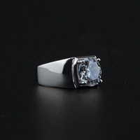 Prêt à expédier - Bague pour homme en argent 925 avec sertissage griffe et moissanite 3 carats GRA - Bague de fiançailles et de mariage
