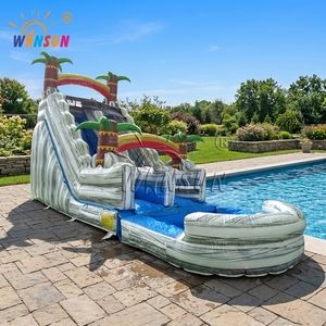Toboggan aquatique gonflable <span class=keywords><strong>tropical</strong></span> WINSUN en marbre bleu-gris, combo humide/sec, pour parcs d'attractions et jardins - Product Image 1