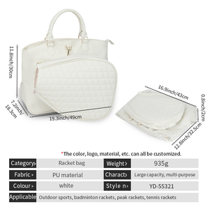 Sac de sport de luxe personnalisé en cuir PU recyclé, sac à dos de transport pour <span class=keywords><strong>raquette</strong></span> de paddle, sac de tennis, sac fourre-tout pour <span class=keywords><strong>raquette</strong></span> de tennis - Product Image 2