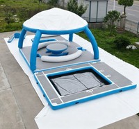 Île flottante gonflable Drop Stitch avec auvent solaire, grande plateforme flottante pour fête aquatique, idéale pour yacht, club, complexe hôtelier, lac, loisirs