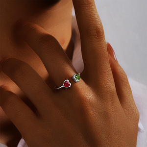CANNER 925 <b>Silver</b> 5A Cubic Zirconia Double Heart <b>Ring</b> 18K Gold Plated <b>Adjustable</b> Heart <b>Ring</b> for Women Valentine's Day Wedding - Product Image 5