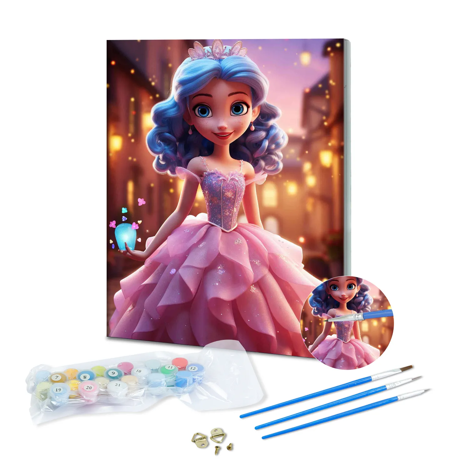 Kit de desenho animado para desenho de princesa, kit artesanal DIY para desenho de princesa, desenho animado por números, itens de decoração para crianças e adultos