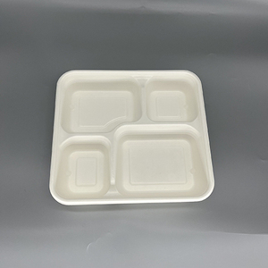 ถาดใส่อาหาร4ช่องสำหรับโรงอาหารของโรงเรียนเคลือบเส้นใยชานอ้อยรีไซเคิลได้ย่อยสลายได้ทางชีวภาพ - Product Image 4