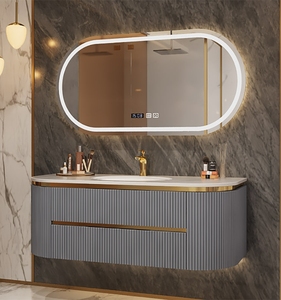 Piastra di quercia di lusso lavabo in ceramica senza cuciture luce ad <span class=keywords><strong>arco</strong></span> semicircolare mobile da bagno per uso alberghiero - Product Image 3