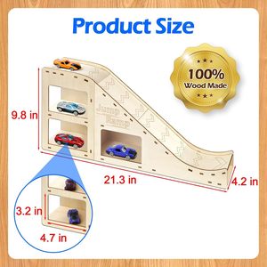 Rampe de rangement pour voitures en bois Jinpeng, 3 étages, rampe de saut pour enfants, présentoir pour voitures de course, jouet éducatif - Product Image 5