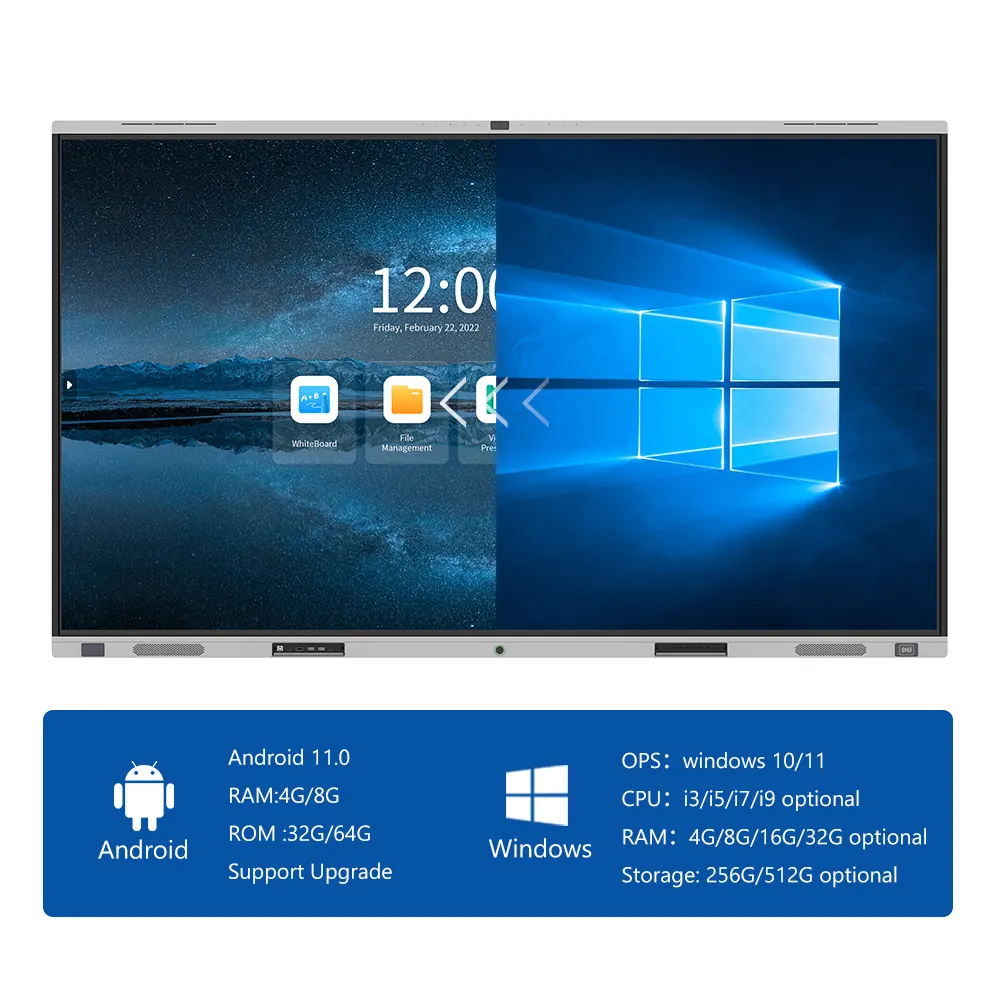 86/98inch clever touch interactive panel high tech interactive whiteboard 105 inch advertising board