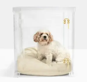 Cage en acrylique moderne de luxe transparente pour animaux de compagnie pour chien chat