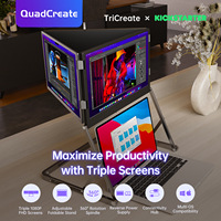 Eimio - Extensor de Pantalla Portátil Plegable de 15.6 Pulgadas con Triple Monitor IPS para Juegos, Altavoz Integrado, Tipo-C, Full HD, 1 Año de Garantía