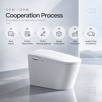 Toilette intelligente moderne avec bidet intégré, bouton à une touche, capteur au pied, chasse d'eau automatique, siège chauffant, séchoir à air chaud, affichage LED