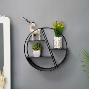 Modern Hexagon/Circular <b>Floating</b> Shelf Decorative Wall-Mounted Display Rack (Iron Frame) - Product Image 4