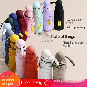 Parapluie pliant ultra-léger et compact avec poignée en alliage cinq plis et revêtement en caoutchouc noir, idéal pour la publicité et les activités en plein soleil - Product Image 3