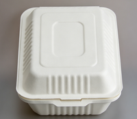 Boîte à lunch en bagasse de 8,7 pouces à 3 compartiments avec couvercle, biodégradable, micro-ondable, pour plats à emporter