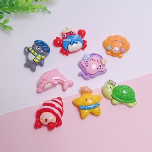 Resina Plana con Diseños de Dibujos Animados de la Serie Oceánica: Concha, Tortuga, Foca, Cangrejo, Delfín. Suministros para Manualidades DIY, Material Decorativo para Carcasas de Teléfono. - Product Image 4