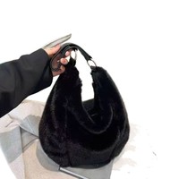 Nouveau sac fourre-tout en fausse fourrure de vison pour femme, collection Printemps 2026, sac à bandoulière en peluche avec fermeture éclair, grande capacité, tendance streetwear
